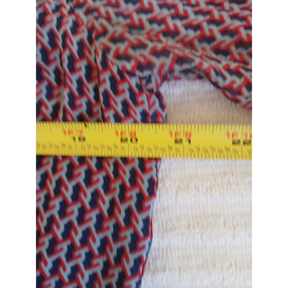 Tory Burch Women’s Mido Dress Blue Red Geometric Silk 12 Midi Career Designer - Picture 13 of 16